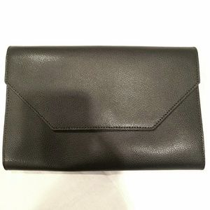 Halogen Black Leather Clutch/Crossbody